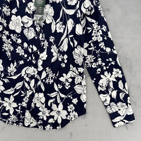 Lauren Ralph Lauren Slim Fit Floral Stretch Cotton Button Down Shirt Women's 4 - Picture 8 of 13